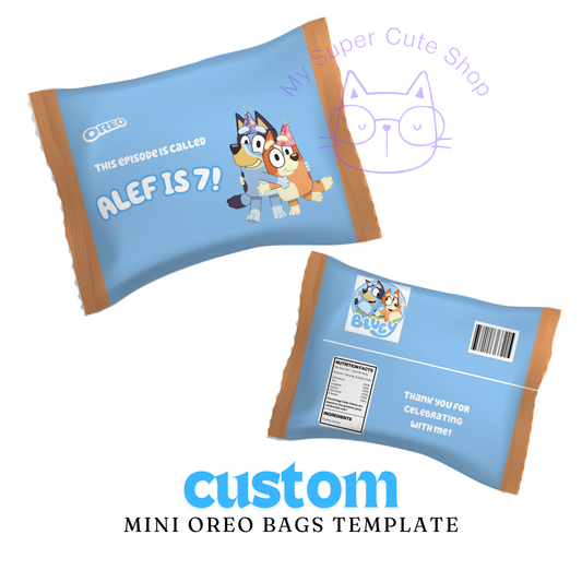 Bluey 1 Custom Mini Oreo 1oz Pack Template