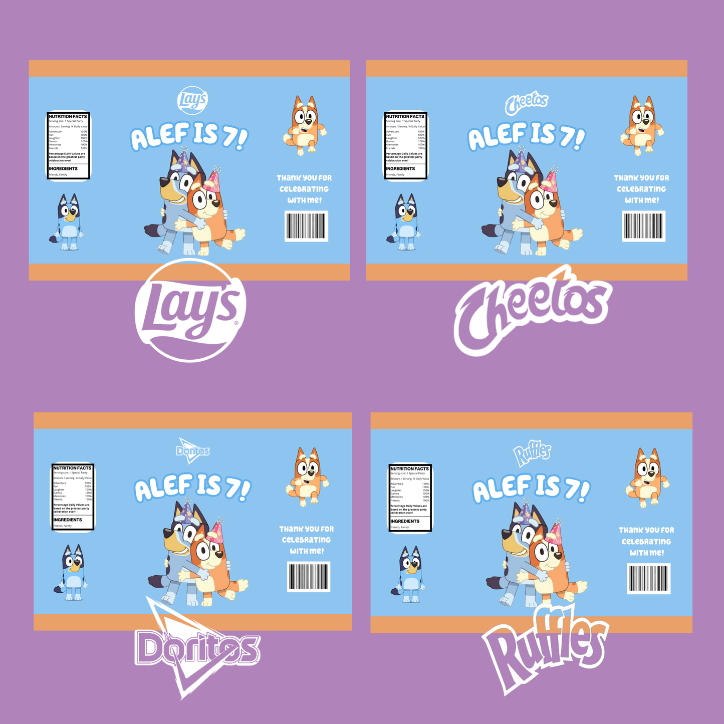 Bluey 1 Custom Chip Bag Template